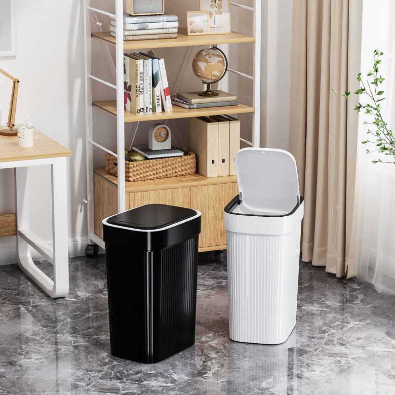 Plastična kvadratna košara za otpad s poklopcem, lagani luksuzni dizajn, kapacitet do 4 l, pogodna za spavaću sobu, kuhinju i kupaonu