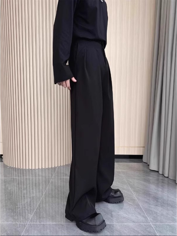 Muške formalne hlače od 260 g teške tkanine, crne, američki retro stil, širokih nogavica, casual hlače