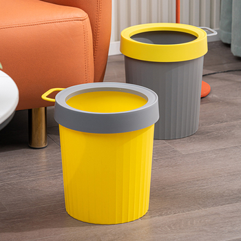 Japanskog stila prenosni koš za smeće s ručkom, ojačani plastični materijal, za kućnu upotrebu u dnevnom boravku, kuhinji i kupaonici, bez poklopca, s prstenom za pritiskanje, kapacitet preko 12 L