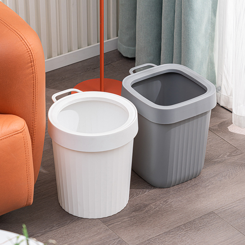 Japanskog stila prenosni koš za smeće s ručkom, ojačani plastični materijal, za kućnu upotrebu u dnevnom boravku, kuhinji i kupaonici, bez poklopca, s prstenom za pritiskanje, kapacitet preko 12 L