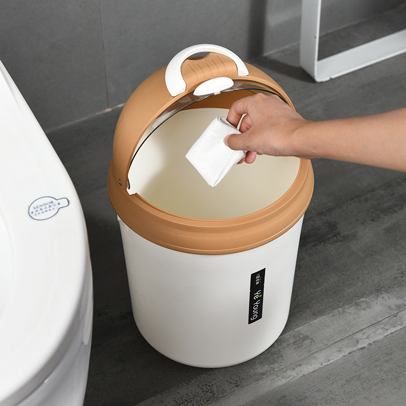 Veliki plastični smećar s poklopcem za kućnu upotrebu – kupaonica, WC, spavaća soba i dnevni boravak; sladak, kreativan s poklopcem koji se ljulja