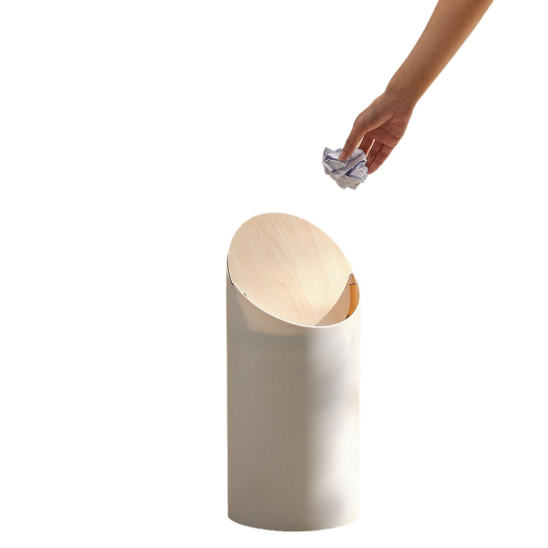 Koš za otpad za kućnu upotrebu s elegantnim izgledom, minimalistički s poklopcem na pritisk, krem boje, 9 L