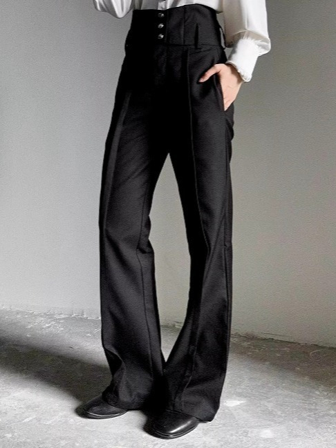 Παντελόνια με εφέ drape, ψηλή μέση, ίσια γραμμή, unisex, χαλαρή εφαρμογή, casual παντελόνια για άνδρες και γυναίκες, στυλάτος ζώνη