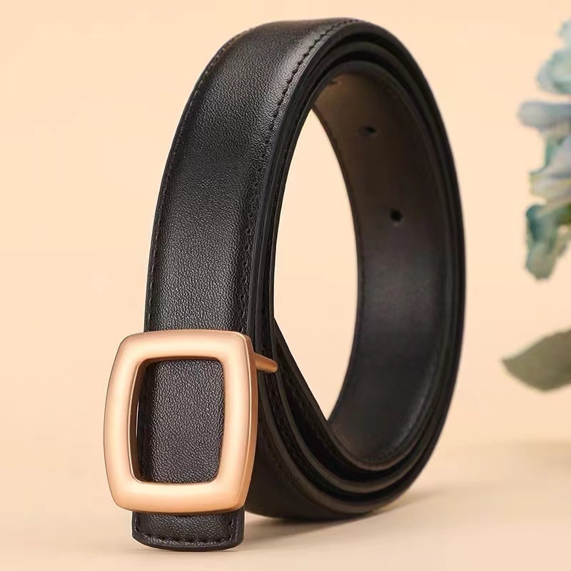 Ženski remen od prave kože, dvostruki sloj goveđe kože, minimalistički dekorativni dizajn, vrhunski dojam, proljetna moda 2024, širina 2–4 cm, glatka kopča