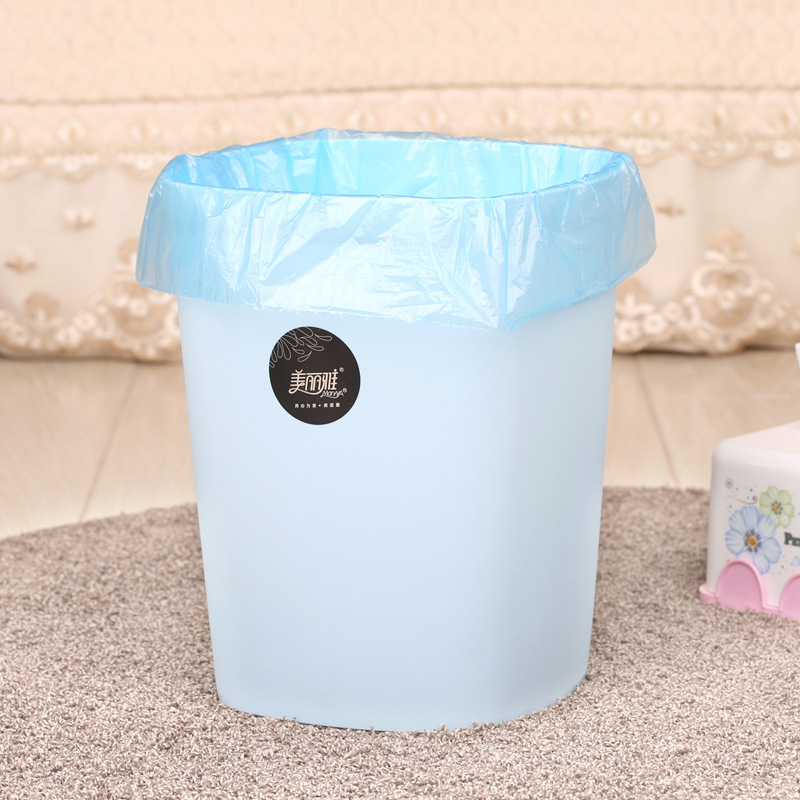 Meiliya šareni kvadratni koš za otpad bez poklopca, plastični, 9 L, kućna upotreba — na stol, u spavaću sobu, kupaonicu, kuhinju