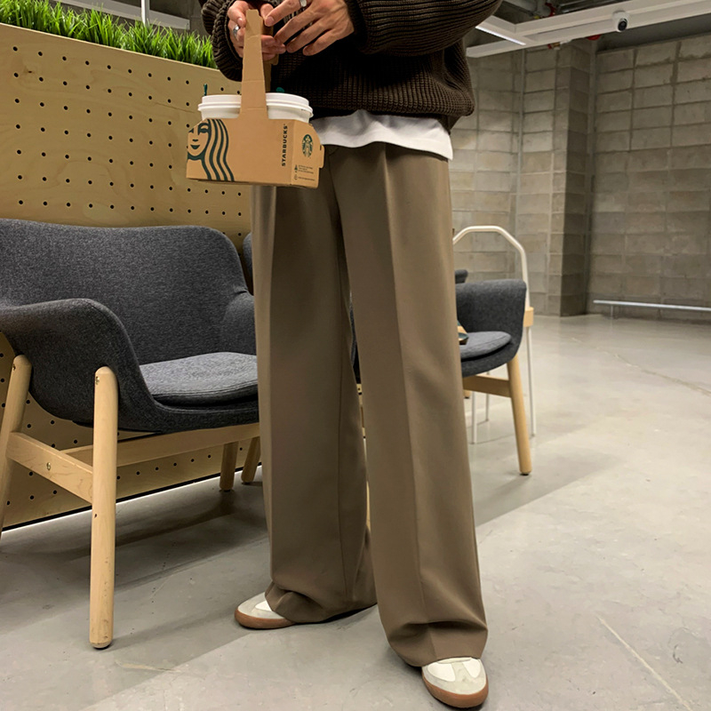 MYQ Casual muške hlače, korejski stil, jesen-zima, ravni kroj, široke hlače