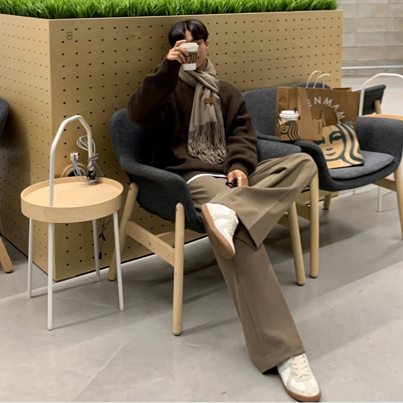 MYQ Casual muške hlače, korejski stil, jesen-zima, ravni kroj, široke hlače