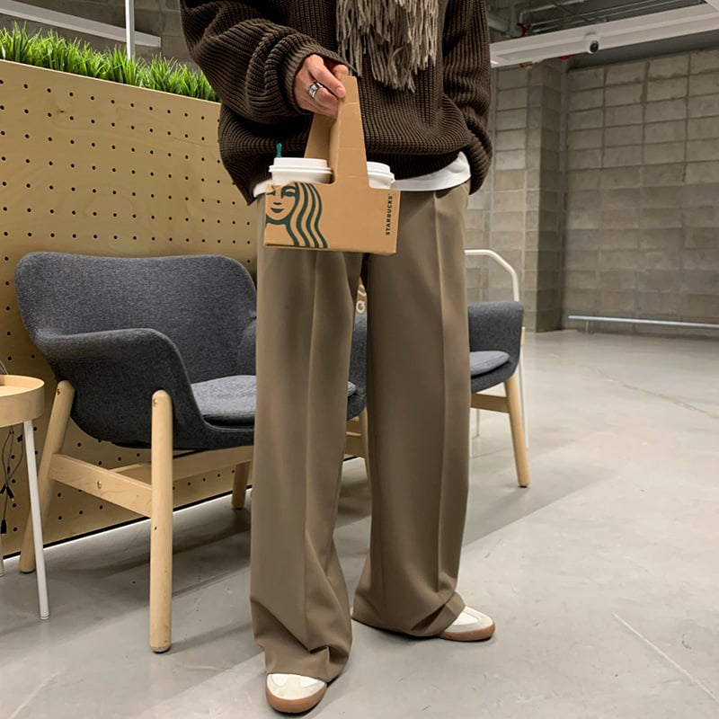 MYQ Casual muške hlače, korejski stil, jesen-zima, ravni kroj, široke hlače