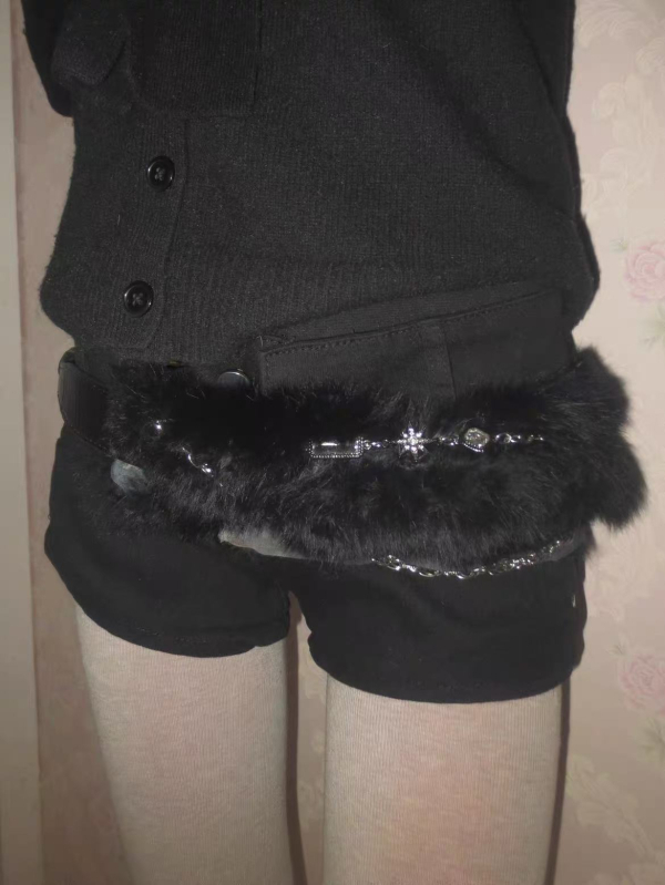 Sivi kaiš od zaječje dlake i pojas oko struka, Y2K Dia stil, retro dodatak s uzorkom zmije