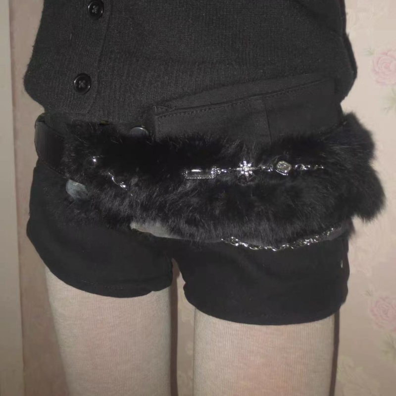 Sivi kaiš od zaječje dlake i pojas oko struka, Y2K Dia stil, retro dodatak s uzorkom zmije