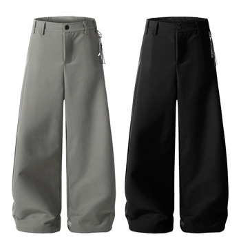 K328 Unisex παντελόνια αμερικανικού ρετρό στυλ με φαρδιά γραμμή, μεταλλικές λεπτομέρειες, άνετη εφαρμογή, καθημερινά παντελόνια