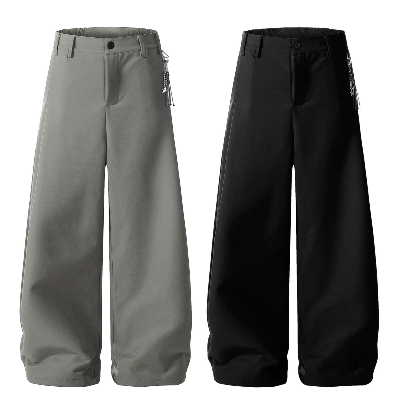 K328 Unisex παντελόνια αμερικανικού ρετρό στυλ με φαρδιά γραμμή, μεταλλικές λεπτομέρειες, άνετη εφαρμογή, καθημερινά παντελόνια