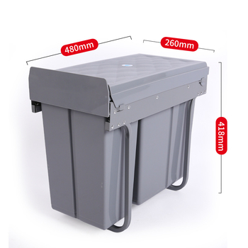 Kuhinjski otpadni kantu ugradben u ormarić, 10L+20L, izvlačni, s tlumenim poklopcem
