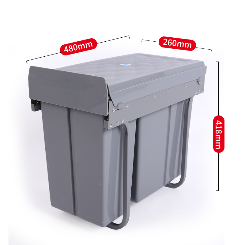 Kuhinjski otpadni kantu ugradben u ormarić, 10L+20L, izvlačni, s tlumenim poklopcem