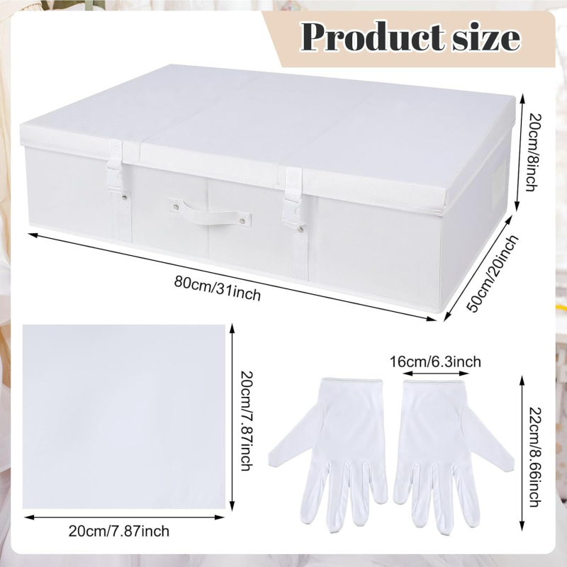 Set kutija za pohranu vjenčanice s poklopcem – otporne na prašinu, skladište ispod kreveta, 80 L, dimenzije 80×50×20 cm, izrađene od tkanine