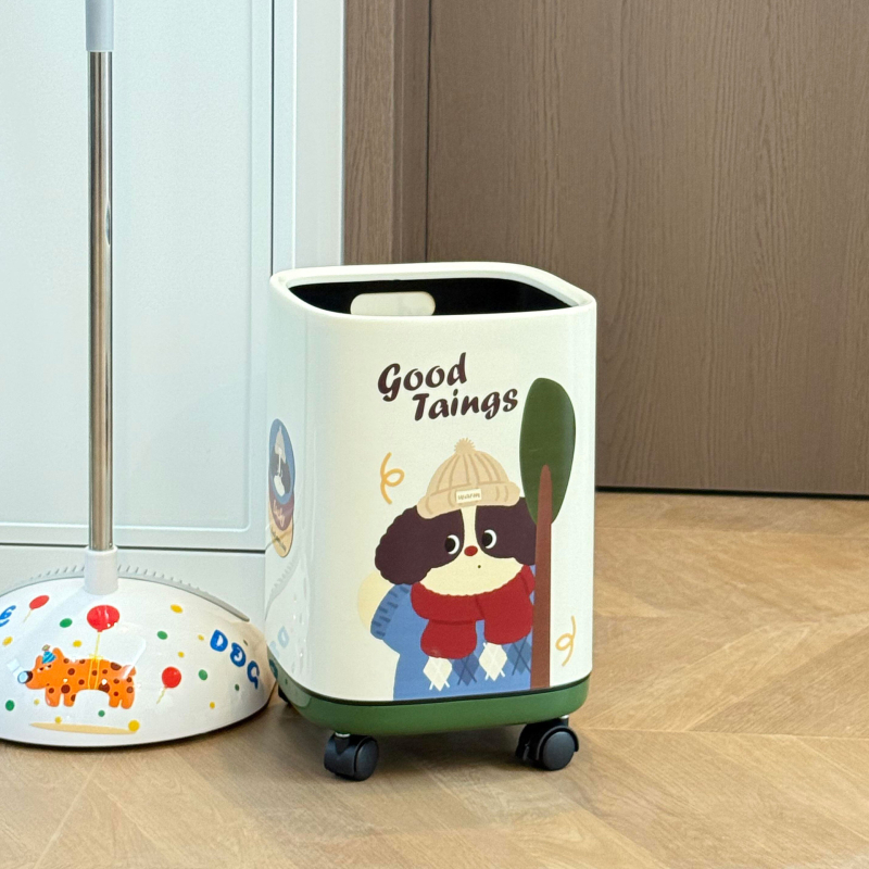 Kanta za otpad s motivom šteneta, za dom – kompaktna, s odvojivim poklopcem