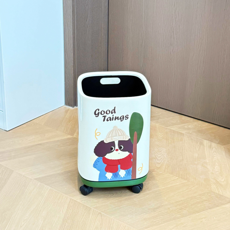 Kanta za otpad s motivom šteneta, za dom – kompaktna, s odvojivim poklopcem