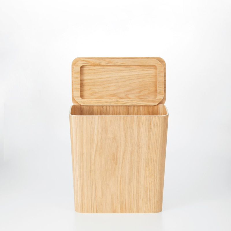 Drveni kant za smeće, minimalističkog japanskog stila, bez poklopca, 9 L, kvadratnog oblika, za ured i dom