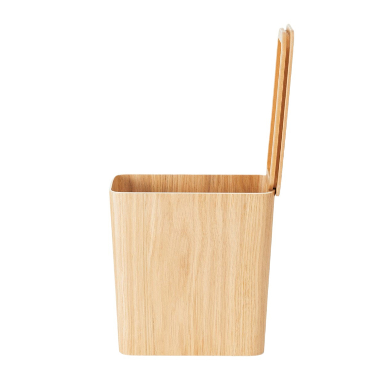 Drveni kant za smeće, minimalističkog japanskog stila, bez poklopca, 9 L, kvadratnog oblika, za ured i dom