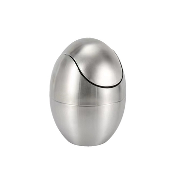Koš za smeće od 304 nehrđajućeg čelika, za stolnu ploču, Space Egg dizajn, kompaktan za spavaću sobu i kupaonicu, s preklopnim poklopcem