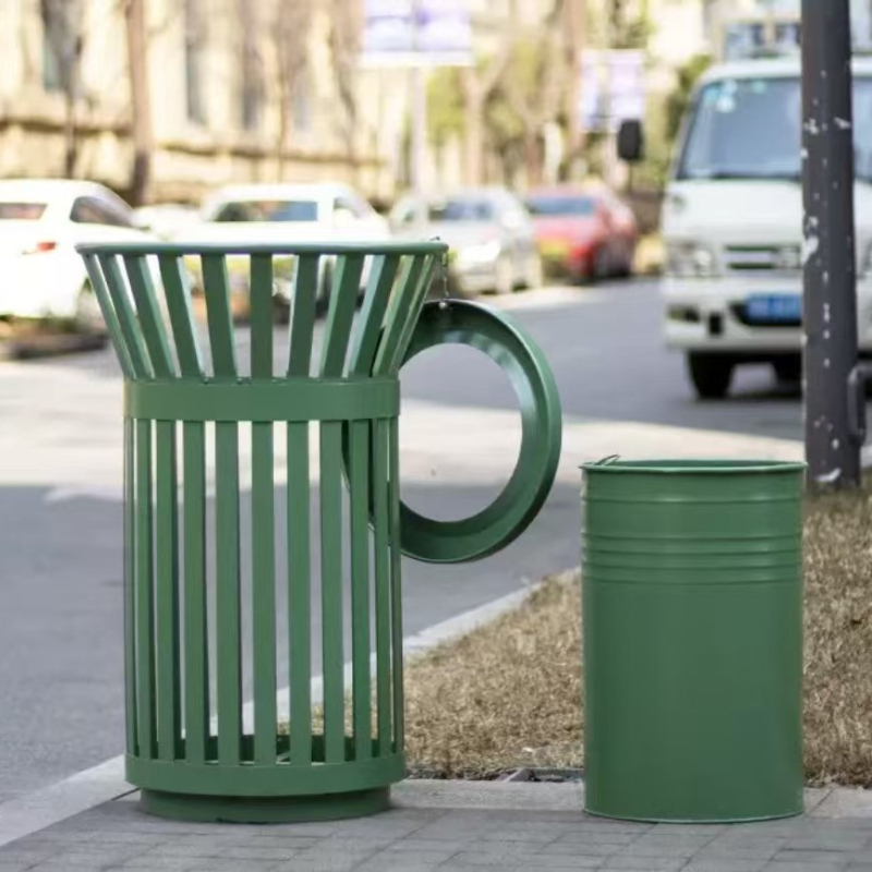 Vanjski kovani željezni smećar s vintage dizajnom, kanta za ljuske voća, jedan spremnik