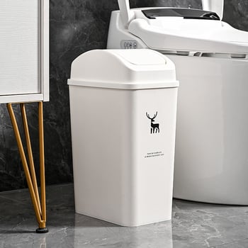 Zidni kantu za smeće u kupaonici, 10 L, plastična, s preklopnim poklopcem
