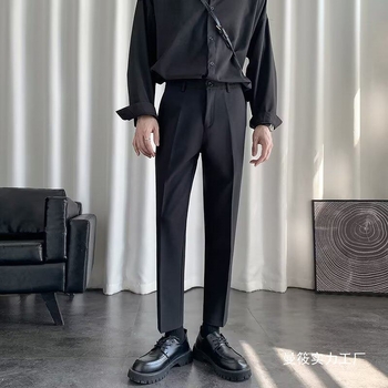 Muške hlače slim-fit, uski kroj i cropped dužina, korejski stil, jednostavne, ležerne hlače