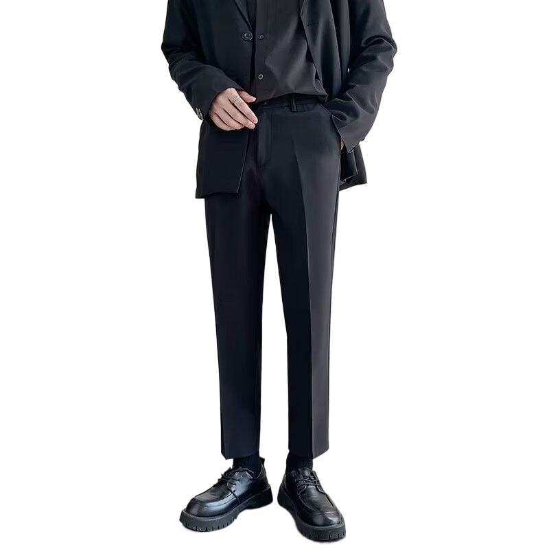Muške hlače slim-fit, uski kroj i cropped dužina, korejski stil, jednostavne, ležerne hlače