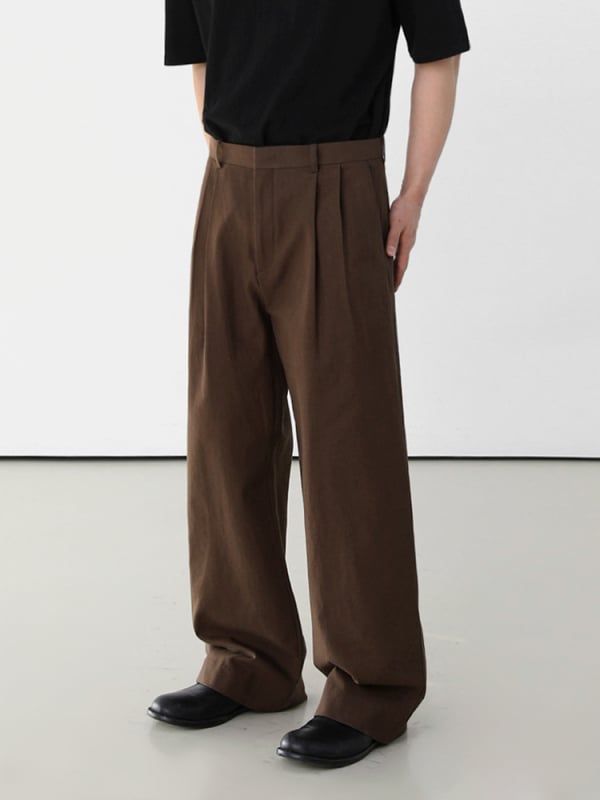 MYQ Maillard retro muške hlače, ljetne široke hlače, drapirani kroj, korejski casual stil