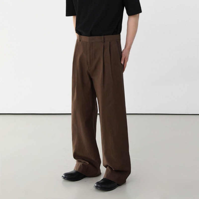 MYQ Maillard retro muške hlače, ljetne široke hlače, drapirani kroj, korejski casual stil