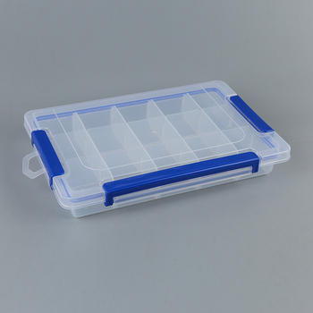 Prozirna plastična kutija za pohranu s poklopcem, 15 odjeljaka, 2 L kapaciteta, stolni organizator za nakit i sitnice