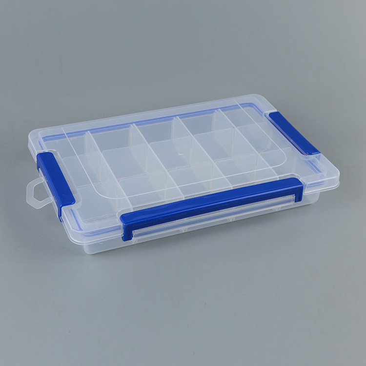 Prozirna plastična kutija za pohranu s poklopcem, 15 odjeljaka, 2 L kapaciteta, stolni organizator za nakit i sitnice
