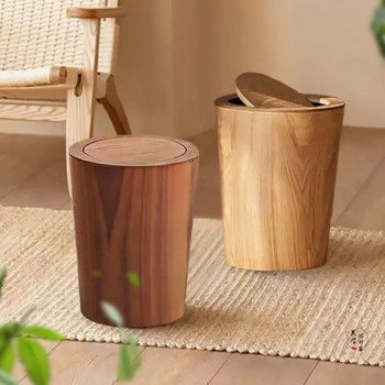 Nordijski stil plastični koš za otpad s preklopnim poklopcem, 12 L, cilindričnog oblika, za dnevni boravak