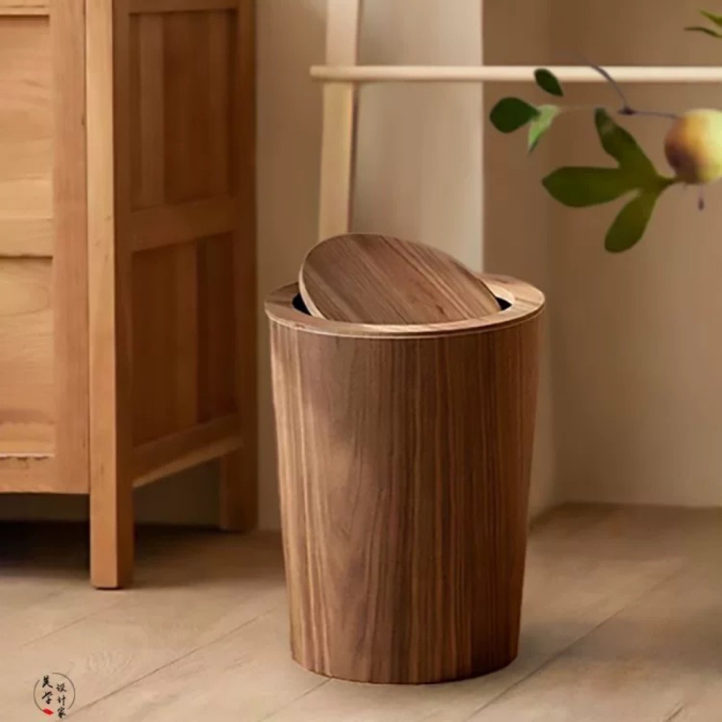 Nordijski stil plastični koš za otpad s preklopnim poklopcem, 12 L, cilindričnog oblika, za dnevni boravak