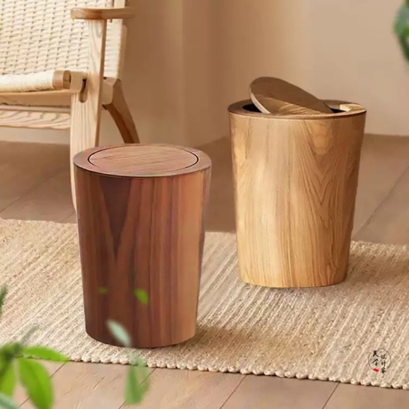 Nordijski stil plastični koš za otpad s preklopnim poklopcem, 12 L, cilindričnog oblika, za dnevni boravak