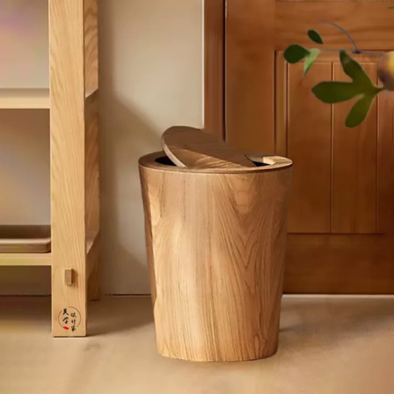 Nordijski stil plastični koš za otpad s preklopnim poklopcem, 12 L, cilindričnog oblika, za dnevni boravak
