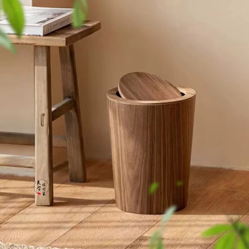 Nordijski stil plastični koš za otpad s preklopnim poklopcem, 12 L, cilindričnog oblika, za dnevni boravak