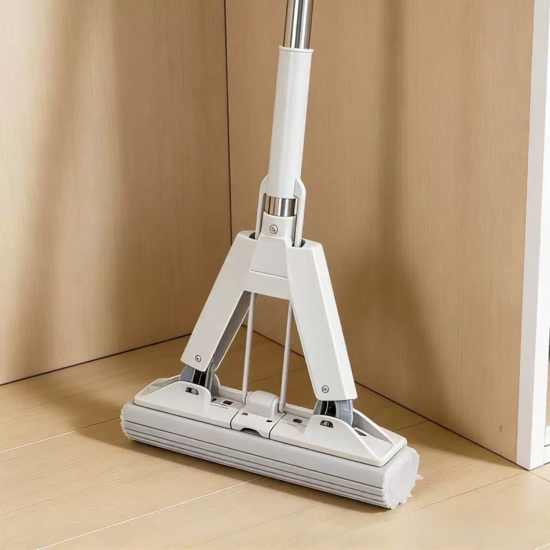 28 cm sklopni PVA mop za kućnu upotrebu, preklopna glava, bez ručnog ispiranja, teleskopska drška 100–120 cm, glava 28 cm, ultra-fina vlakna, nehrđajući čelik