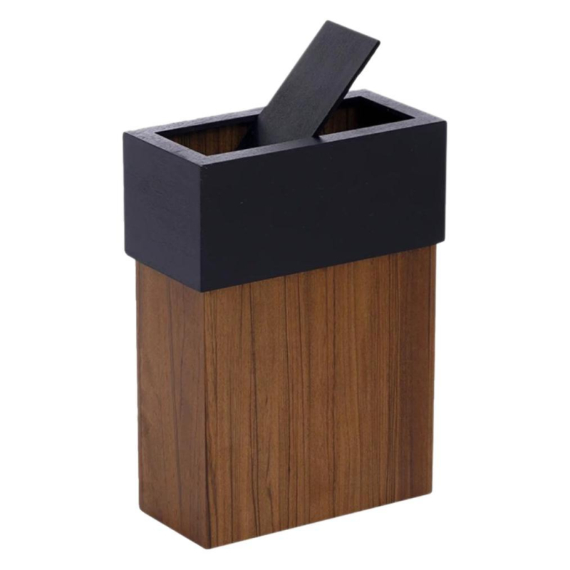Drveni kanta za otpad s poklopcem, minimalističkog dizajna, pogodna za hotele, gostinjske objekte, kućnu upotrebu, kreativne učionice i spavaće sobe.
