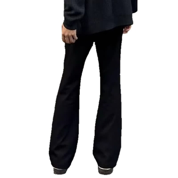 Ανδρικά μαύρα παντελόνια κοστουμιού με fleece επένδυση, microflare γραμμή, καθαρή εφαρμογή, casual, φθινοπωρινό–χειμερινό 2025