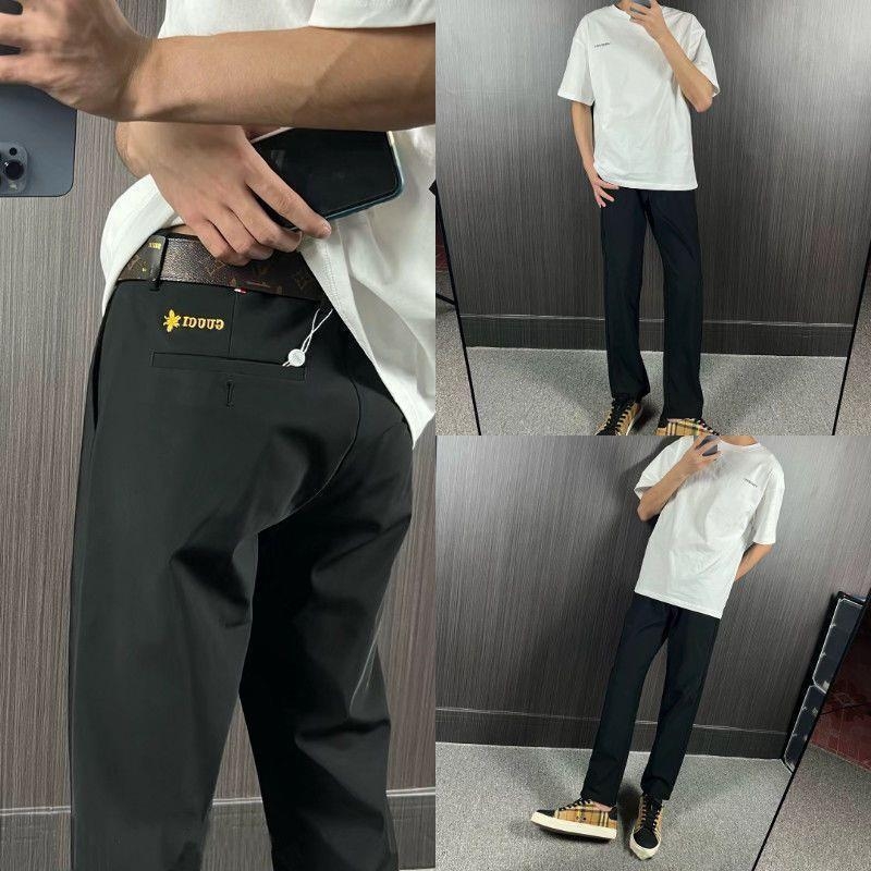 Minimalistički stil, nove hlače s izšivanjem motiva pčele, ravni kroj, slim fit, svestrane, casual, skraćena duljina, trendi
