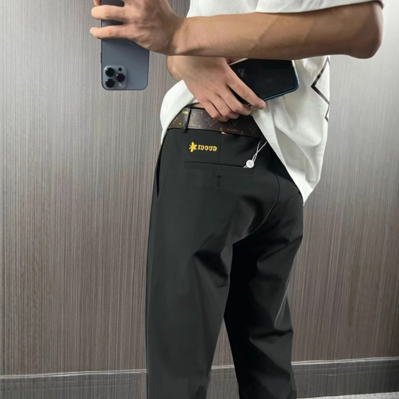 Minimalistički stil, nove hlače s izšivanjem motiva pčele, ravni kroj, slim fit, svestrane, casual, skraćena duljina, trendi