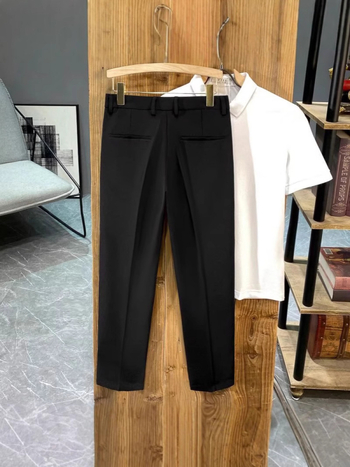 Muške ljetne hlače s drapiranim krojem, cropped dužina, slim fit, korejski stil, poslovno casual, bez glačanja