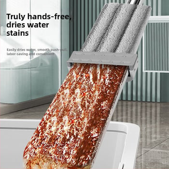 Mop plat fără atingere, cu găleată, pentru uz casnic