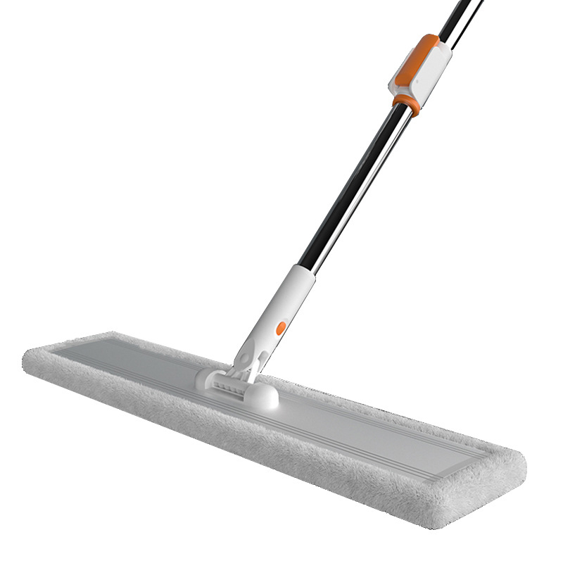 Kućni plosnati mop bez dodirivanja rukama, glava od aluminijske legure, šipka od nehrđajućeg čelika, mikrovlakna, duljina 60 cm