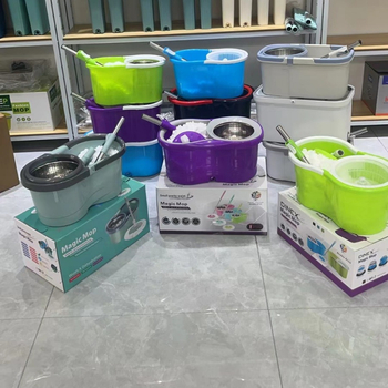Set kanta za mop s kotačićima, nehrđajući čelik, rotirajući, mokro i suho čišćenje bez korištenja ruku