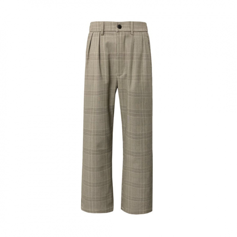 Auticup Στυλ Old Money, μοτίβο houndstooth, παχιά πιέτες και draped παντελόνια, ίσιο κόψιμο, άνετα, μακριά παντελόνια για άνδρες και γυναίκες