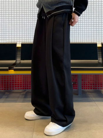 MYQ muške casual hlače s ravnim krojem i blagim padajućim dojmom, jesensko-zimski stil, korejski stil