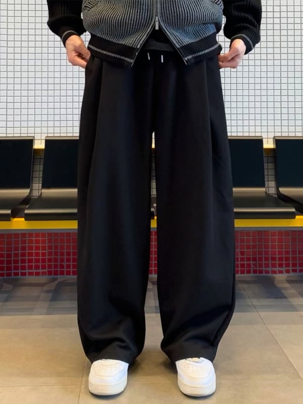 MYQ muške casual hlače s ravnim krojem i blagim padajućim dojmom, jesensko-zimski stil, korejski stil