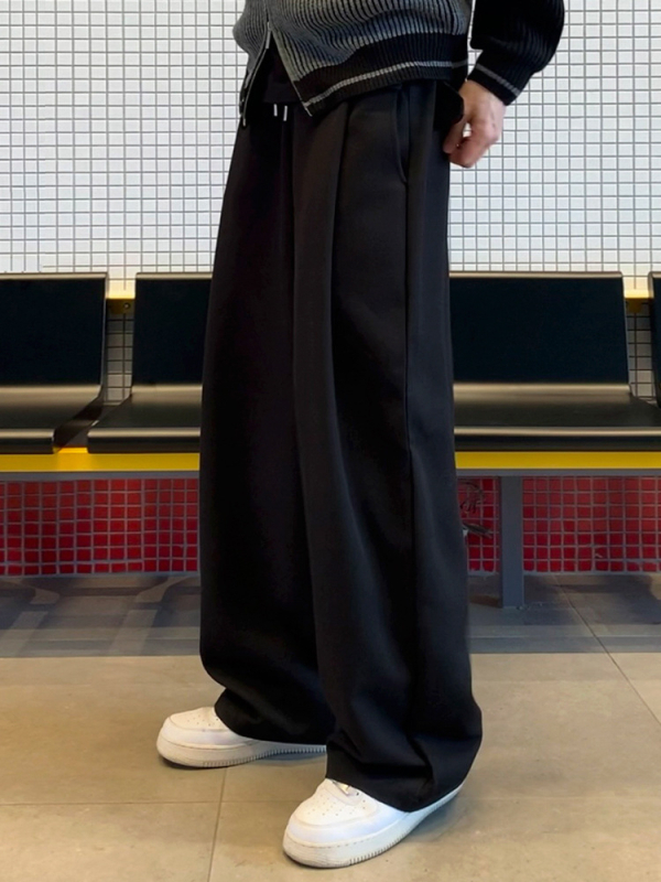 MYQ muške casual hlače s ravnim krojem i blagim padajućim dojmom, jesensko-zimski stil, korejski stil